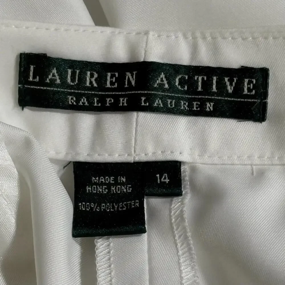 Lauren Ralph Lauren Shorts Womens 14 White Bermuda Golf Microfiber Activewear